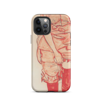 Standing Woman in Red - Egon Schiele Phone Case Iphone 12 Pro / Matte Iphone Stylized Person Red Beige Egon Schiele, Schiele’s Drawing