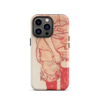 Standing Woman in Red - Egon Schiele Phone Case Iphone 13 Pro / Matte Iphone Beige Case Red White Abstract Person Egon Schiele, Schiele’s