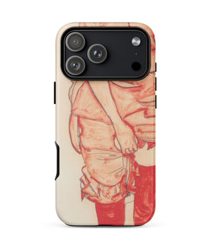 Iphone 17 Pro Max / Matte Standing Woman in Red - Egon Schiele Phone Case, Schiele’s Drawing Burns, Fin-de-siècle Vienna