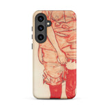 Standing Woman in Red - Egon Schiele Phone Case Samsung Galaxy S24 Plus / Matte Phone Case Stylized Red Beige Illustration Anime-style