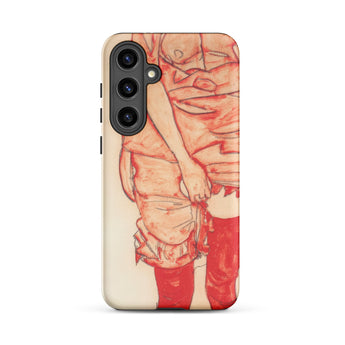 Standing Woman in Red - Egon Schiele Phone Case Samsung Galaxy S24 Plus / Matte Phone Case Stylized Red Beige Illustration Anime-style