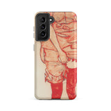 Standing Woman in Red - Egon Schiele Samsung Case, Galaxy S21 Fe / Matte, Beige Phone Case Red Brown Abstract Design