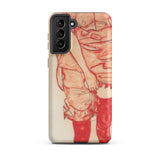 Standing Woman in Red - Egon Schiele Samsung Case, Galaxy S21 Plus / Matte, White Smartphone Case Red Beige Abstract Art Print