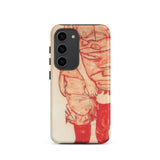 Standing Woman in Red - Egon Schiele Samsung Case, Galaxy S23 / Matte, Smartphone Cream-colored Case Red Beige Abstract Art Design