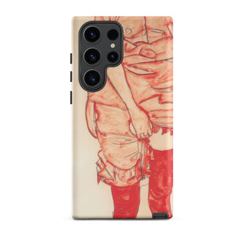 Standing Woman in Red - Egon Schiele Samsung Case, Galaxy S23 Ultra / Matte, Smartphone Case Artistic Red Cream Human Figure Design