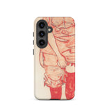 Standing Woman in Red - Egon Schiele Samsung Case, Galaxy S24 / Matte, Protective Phone Case Artistic Rendition Person Red