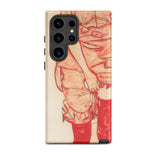 Standing Woman in Red - Egon Schiele Samsung Case, Galaxy S24 Ultra / Matte, Smartphone Case Person Red Dress