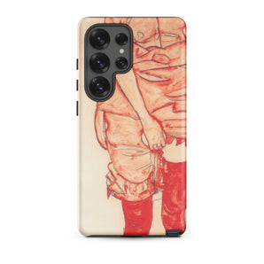 Standing Woman in Red - Egon Schiele Samsung Case, Galaxy S25 Ultra / Matte, Smartphone Case Artistic Person Red Stockings