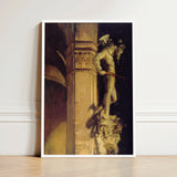 Statue of Perseus by Night - John Singer Sargent Art Print / Canvas White-framed Classical Painting Muscular Nude Male Greek Hero’s,