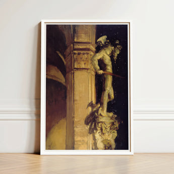 Statue of Perseus by Night - John Singer Sargent Art Print / Canvas White-framed Classical Painting Muscular Nude Male Greek Hero’s,