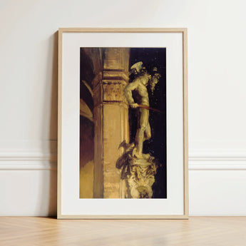 Statue of Perseus by Night - Impresión artística de John Singer Sargent / Lienzo, 12x18’’ / 31x46cm / Marco natural / Passepartout, Pósters Impresiones y Visual