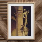 Statue of Perseus by Night - John Singer Sargent Art Print / Canvas Framed Painting Light Wood Frame White Mat Classical Greek Hero’s,