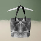 Step by - Black and White Botanical Op Art Tote Bags