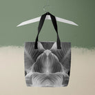 Step by - Black and White Botanical Op Art Tote, Tote Bag Black White Floral Leaf-like Pattern Clothes