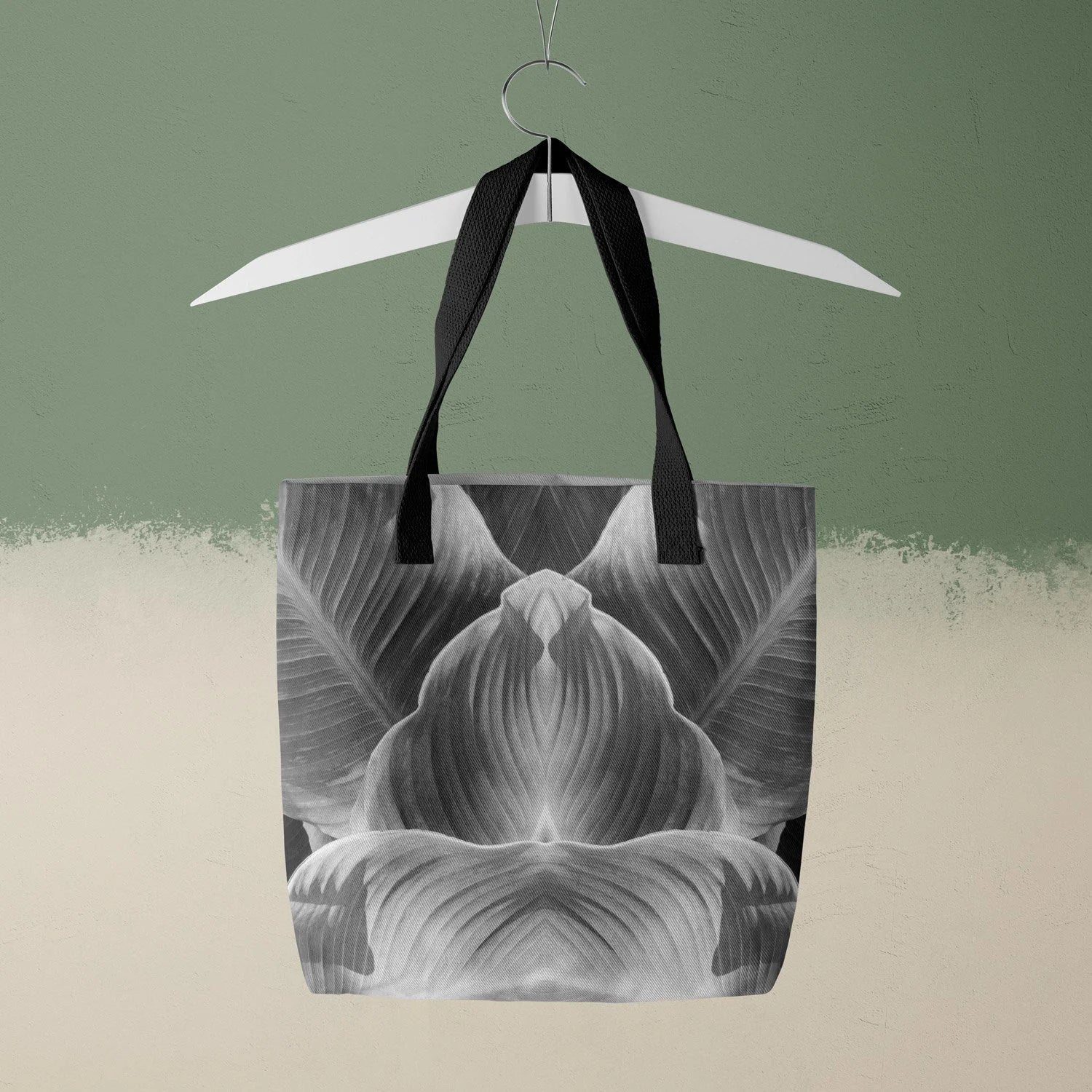 Step by - Black and White Botanical Op Art Tote