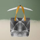 Step by - Black and White Botanical Op Art Tote Yellow Handles Bags