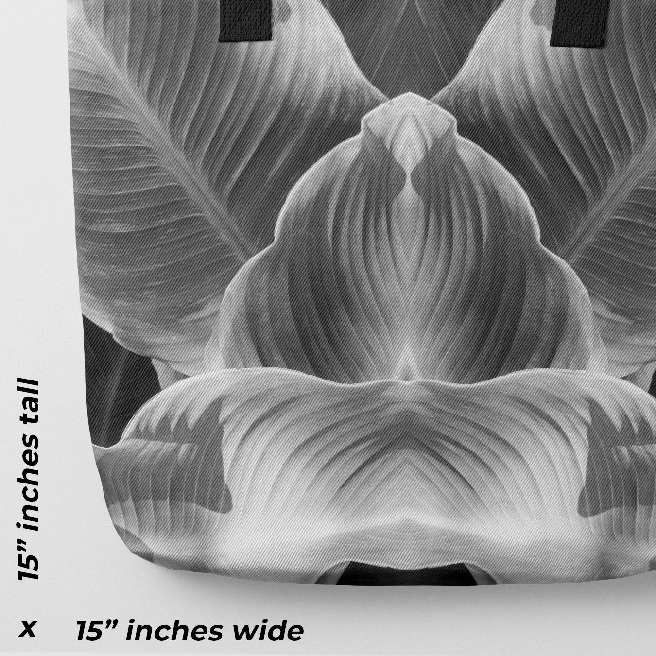 Step by - Black and White Botanical Op Art Tote, Close-up Black White Photograph Orchid Flower’s Petals Structure