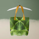 Step by - Trippy Botanical Op Art Shopping Tote Yellow Handles Bags