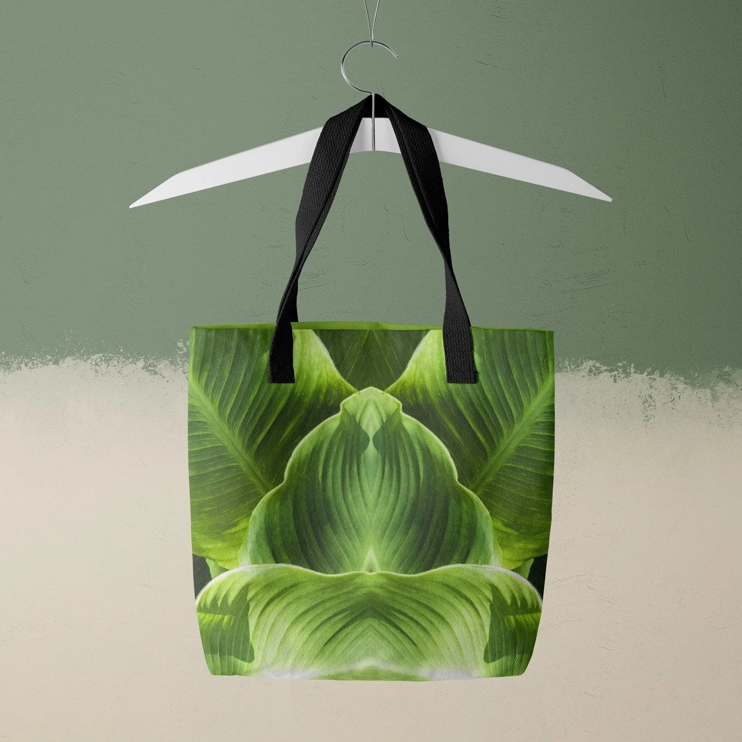 Step by - Trippy Botanical Op Art Shopping Tote Bags