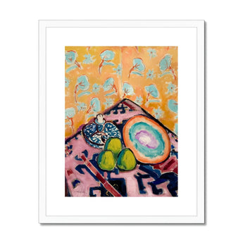 Still Life - Alfred Henry Maurer Fauvist Art Print, Framed Life Painting Pears Bowl Decorative Patterns Pink