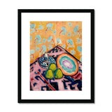 Still Life - Alfred Henry Maurer Fauvist Art Print, Life Painting Pears Plate Patterned Tablecloth