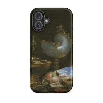 Still Life with Holbein Bowl Nautilus Cup Glass Goblet and Fruit Dish - Willem Kalf Phone Case Iphone 16 Plus / Matte Black Phone Case