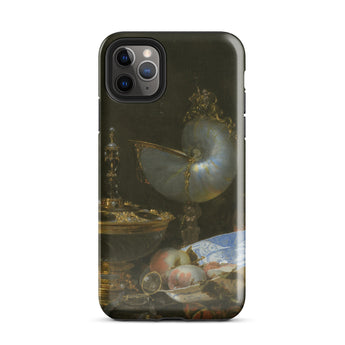 Still Life with Holbein Bowl Nautilus Cup Glass Goblet and Fruit Dish - Willem Kalf Phone Case Iphone 11 Pro Max / Gloss Black Phone Case