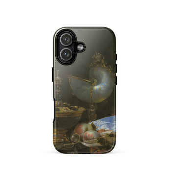 Still Life with Holbein Bowl Nautilus Cup Glass Goblet and Fruit Dish - Willem Kalf Phone Case Iphone 17 / Gloss Black Phone Case Detailed