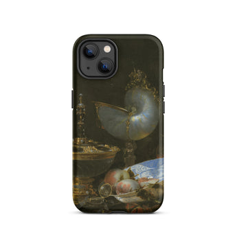 Still Life with Holbein Bowl Nautilus Cup Glass Goblet and Fruit Dish - Willem Kalf Phone Case Iphone 13 / Matte Black Phone Case Detailed