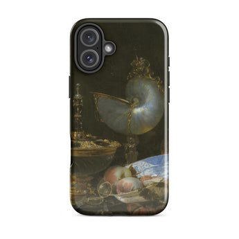 Still Life with Holbein Bowl Nautilus Cup Glass Goblet and Fruit Dish - Willem Kalf Phone Case Iphone 16 Plus / Gloss Black Phone Case