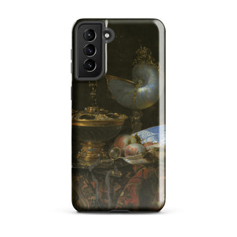 Still Life with Holbein Bowl Nautilus Cup Glass Goblet and Fruit Dish - Willem Kalf Phone Case Samsung Galaxy S21 Plus / Gloss Black Phone