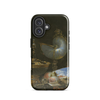 Still Life with Holbein Bowl Nautilus Cup Glass Goblet and Fruit Dish - Willem Kalf Phone Case Iphone 16 / Gloss Black Phone Case Detailed