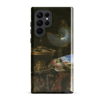 Still Life with Holbein Bowl Nautilus Cup Glass Goblet and Fruit Dish - Willem Kalf Phone Case Samsung Galaxy S22 Ultra / Gloss Sleek Black