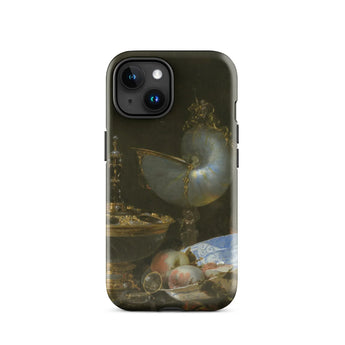 Still Life with Holbein Bowl Nautilus Cup Glass Goblet and Fruit Dish - Willem Kalf Phone Case Iphone 15 / Gloss Sleek Black Detailed