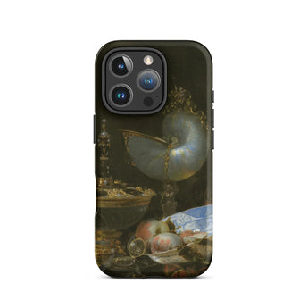 Still Life with Holbein Bowl Nautilus Cup Glass Goblet and Fruit Dish - Willem Kalf Phone Case Iphone 16 Pro / Matte Black Detailed Print