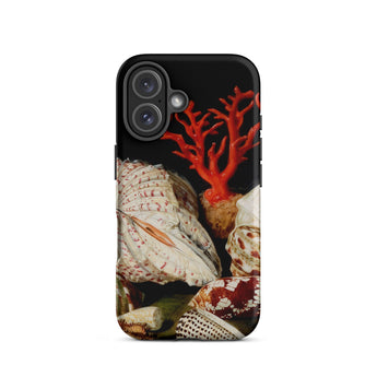 Still Life with Shells & Corals - Jacques Linard Phone Case Iphone 16 / Matte Seashell-themed Phone Case Red Coral Antlers, Velvet Black