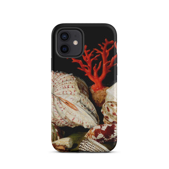 Still Life with Shells & Corals - Jacques Linard Phone Case Iphone 12 / Matte Seashell-themed Phone Case Red Coral Antlers, Velvet Black