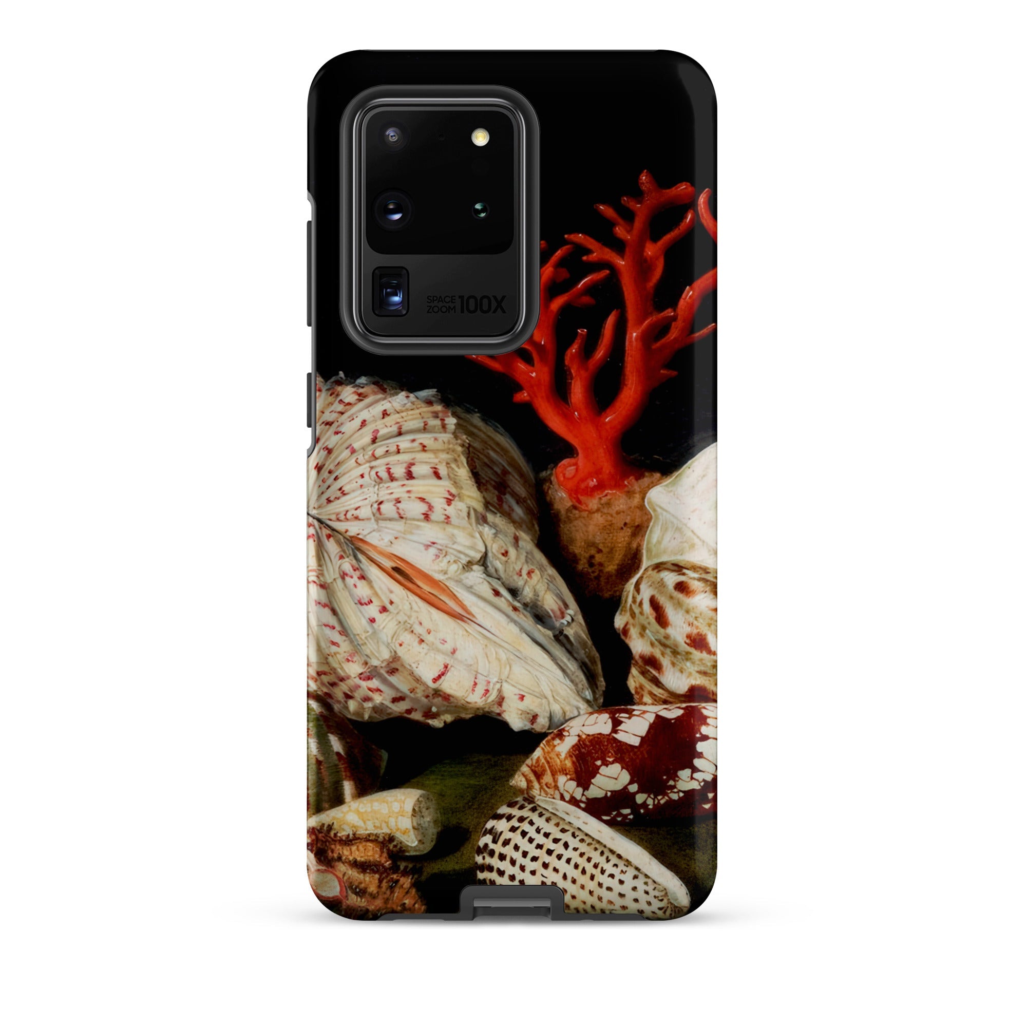 Still Life with Shells & Corals Jacques Linard Samsung Case, Galaxy S20 Ultra / Matte, Black Smartphone Case Vibrant Red Coral Collection