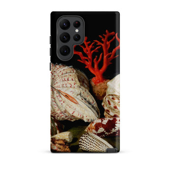 Still Life with Shells & Corals - Jacques Linard Samsung Case, Galaxy S22 Ultra / Matte, Black Phone Case Vibrant Red Coral Seashells