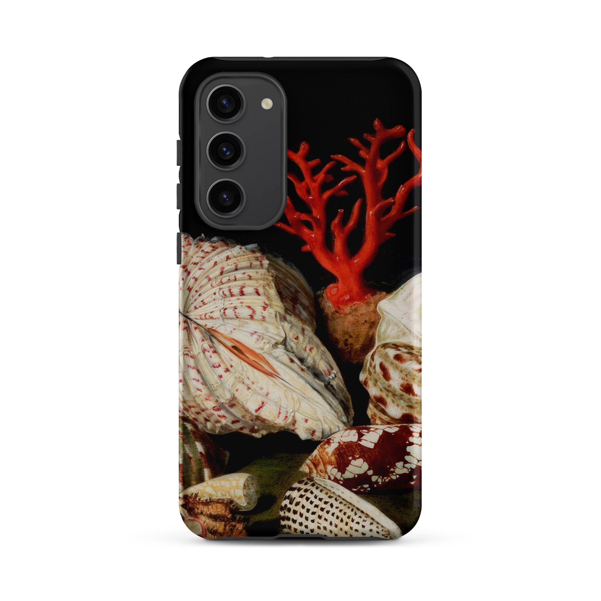 Still Life with Shells & Corals Jacques Linard Samsung Case, Galaxy S23 Plus / Matte, Black Smartphone Case Vibrant Seashell Coral Pattern
