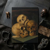 Still Life of Three Skulls - Jan August Hendrik Leys Art Print / Canvas Rectangular Art Print Classical Life Three Golden-brown Human