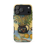 Still Life - Vincent Van Gogh Phone Case Iphone 17 Pro Max / Matte Black Floral Pitcher Phone Case Yellow Accents Textured Vincent Gogh,
