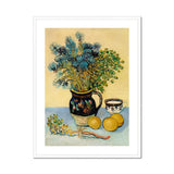 Still Life - Vincent Van Gogh Post-impressionism Art Print, Decorative Floral Arrangement Dark Patterned Pitcher Oranges Teacup
