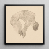 Stooping Naked Man - Reijer Stolk Art Print / Canvas, 12x12’’ / 31x31cm / Black Frame, Posters Prints & Visual Artwork, Toby Leon
