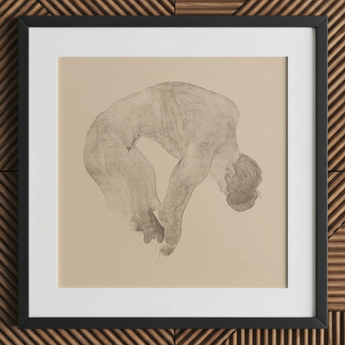 Stooping Naked Man - Reijer Stolk Art Print / Canvas, 12x12’’ / 31x31cm / Black Frame / Matboard, Posters Prints & Visual Artwork, Toby Leon