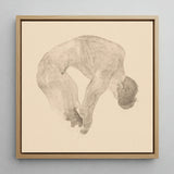 Stooping Naked Man - Reijer Stolk Art Print / Canvas, 12x12’’ / 31x31cm / Natural Frame, Posters Prints & Visual Artwork, Toby Leon