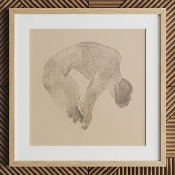 Stooping Naked Man - Reijer Stolk Art Print / Canvas, 12x12’’ / 31x31cm / Natural Frame / Matboard, Posters Prints & Visual Artwork, Toby