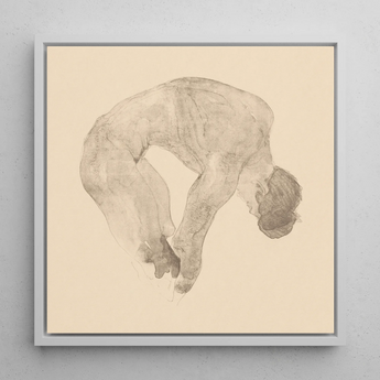Stooping Naked Man - Reijer Stolk Art Print / Canvas, 12x12’’ / 31x31cm / White Frame, Posters Prints & Visual Artwork, Toby Leon