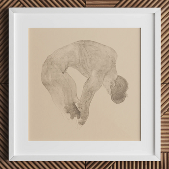 Stooping Naked Man - Reijer Stolk Art Print / Canvas, 12x12’’ / 31x31cm / White Frame / Matboard, Posters Prints & Visual Artwork, Toby Leon