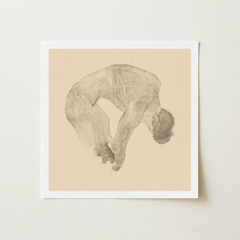 Stooping Naked Man - Reijer Stolk Art Print / Canvas, Bare Male Body, Spine Pitched Steeply, Forward, Head Hanging Level Prints